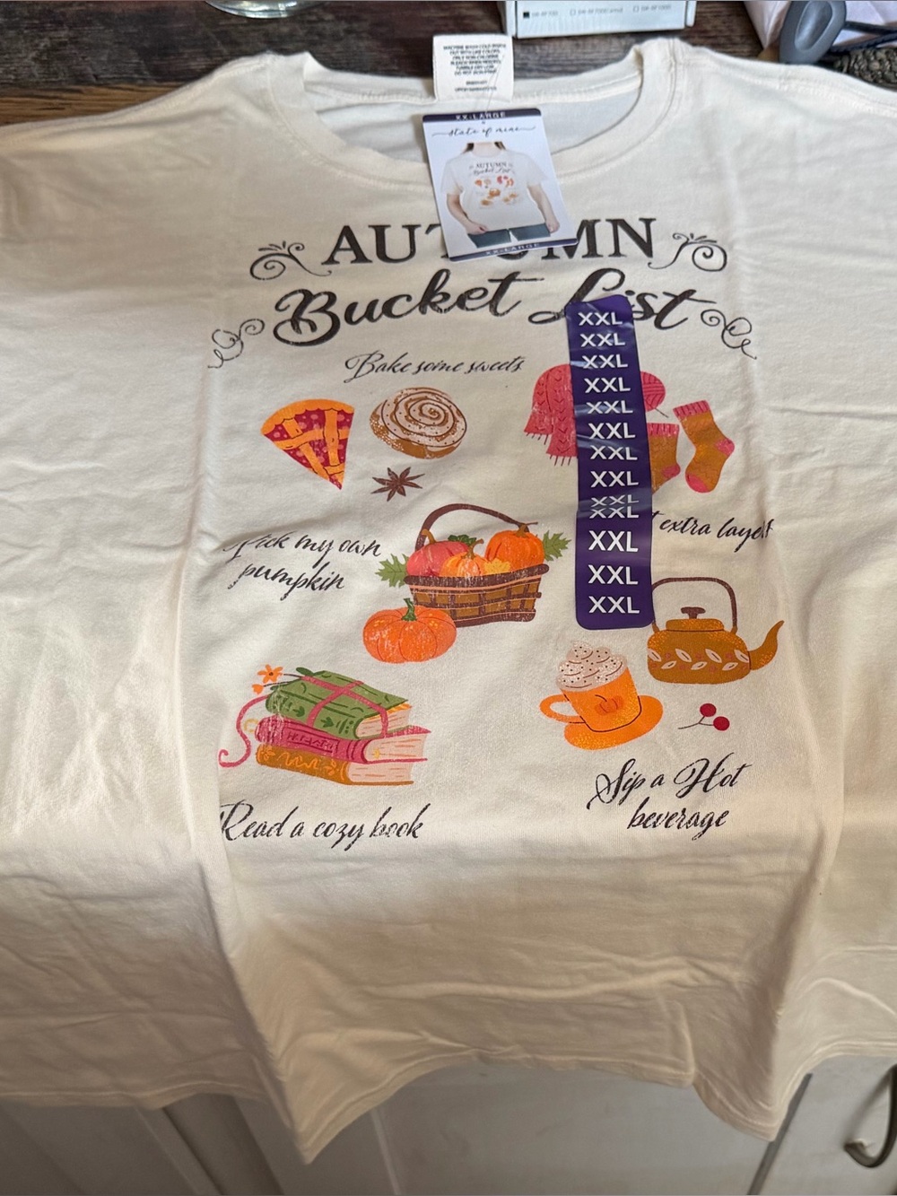 Autumn Bucket List Graphic Tee - Cream